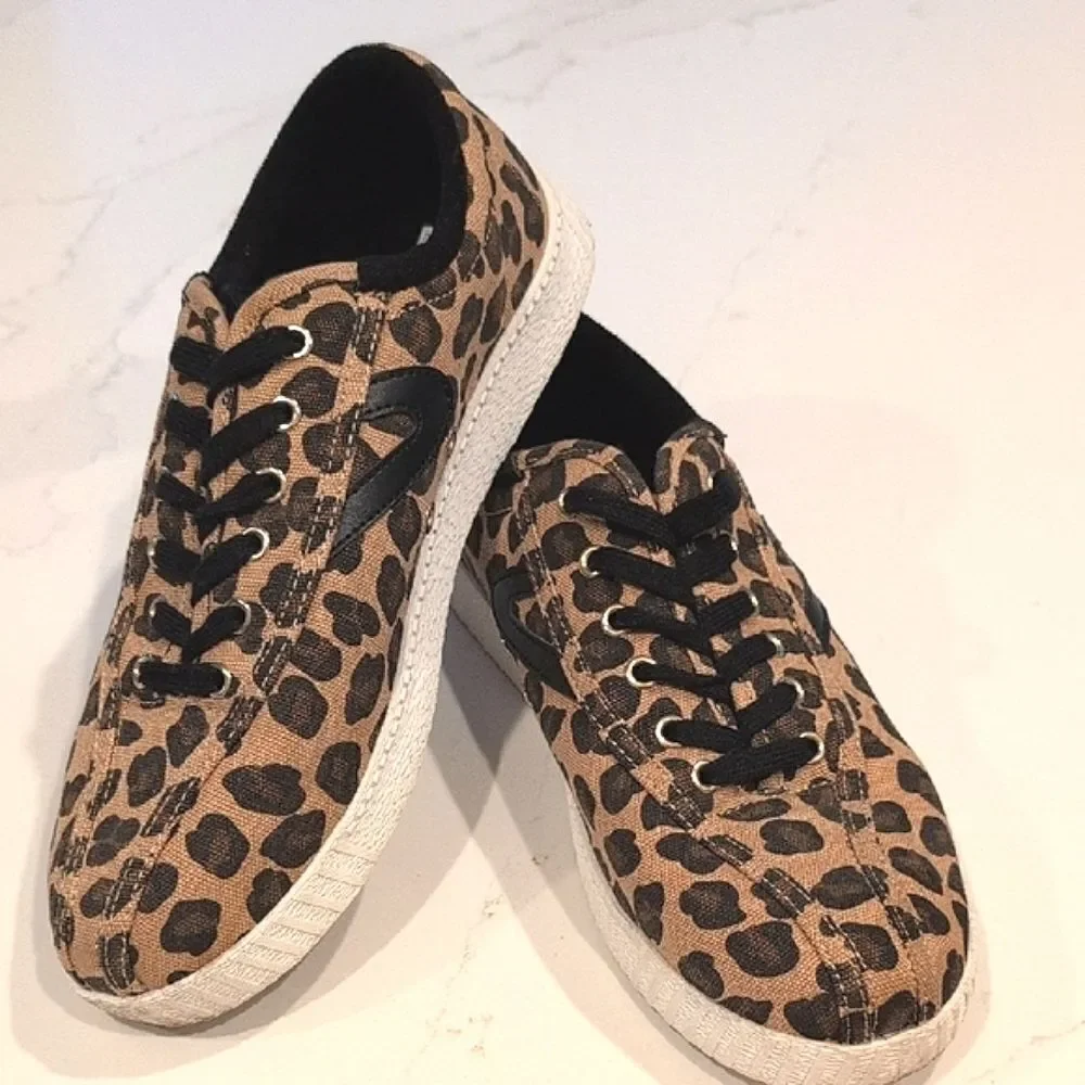 Tretorn Nylite Plus Canvas Leopard Print Women's Sneakers Anthropologie Size 8M